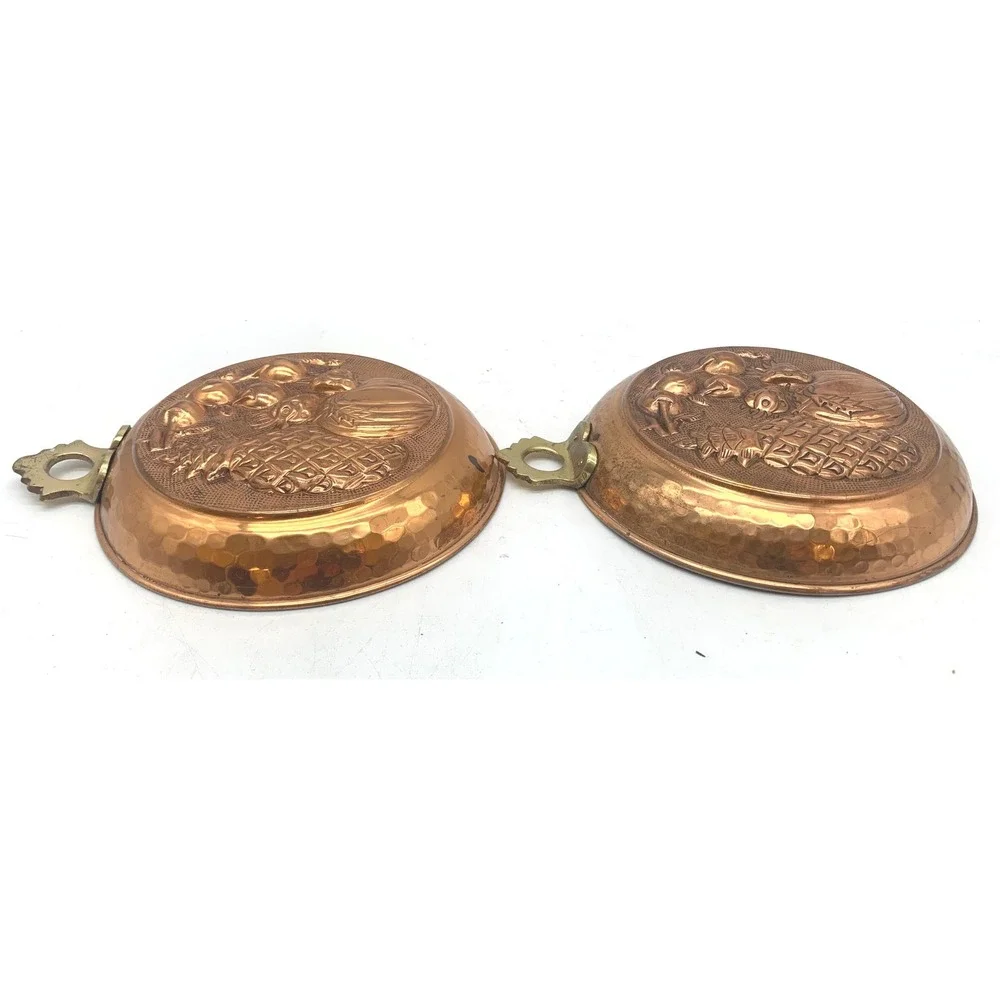Vintage ODI Copper Fruit Molds Set of 2 Hanging Kitchen Decor Assorted Relief